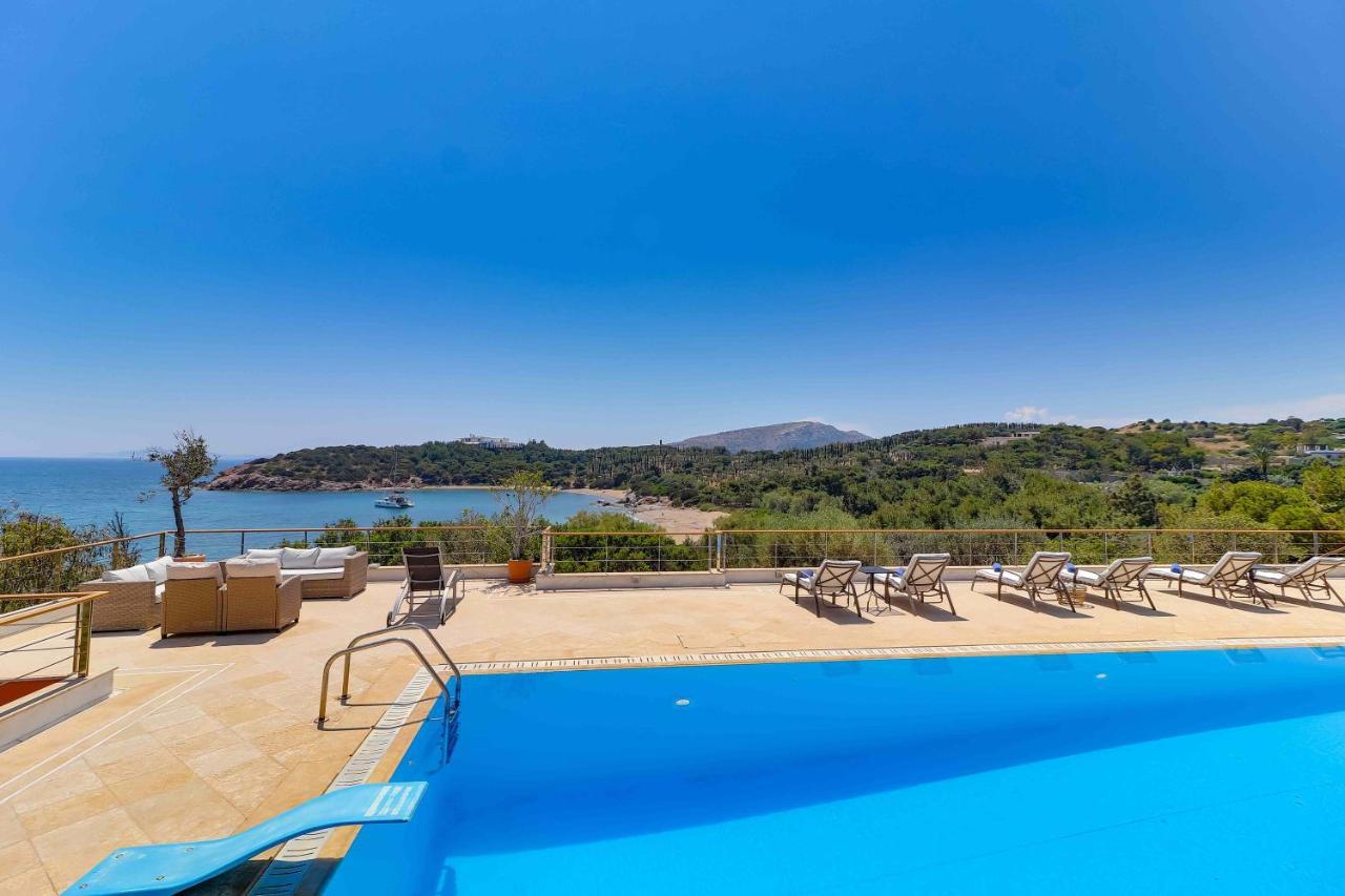 Black Diamond Beachfront Pool Villa Pasithea In Sounio, Athens Szúnio Kültér fotó