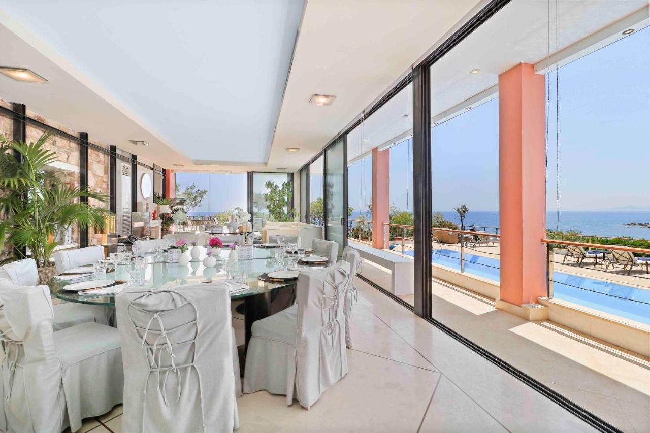 Black Diamond Beachfront Pool Villa Pasithea In Sounio, Athens Szúnio Kültér fotó