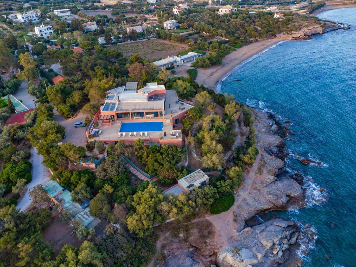 Black Diamond Beachfront Pool Villa Pasithea In Sounio, Athens Szúnio Kültér fotó