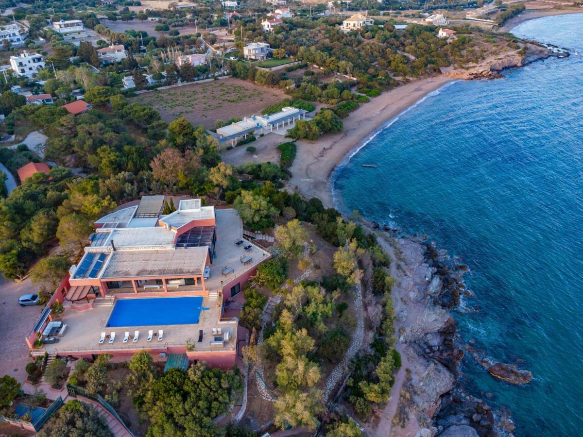 Black Diamond Beachfront Pool Villa Pasithea In Sounio, Athens Szúnio Kültér fotó