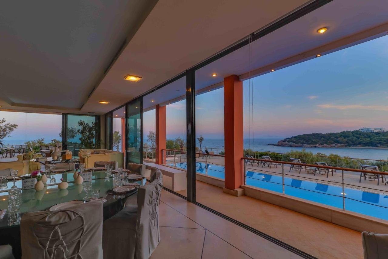 Black Diamond Beachfront Pool Villa Pasithea In Sounio, Athens Szúnio Kültér fotó