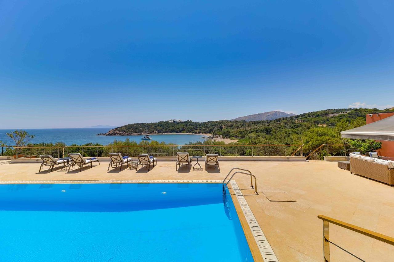 Black Diamond Beachfront Pool Villa Pasithea In Sounio, Athens Szúnio Kültér fotó