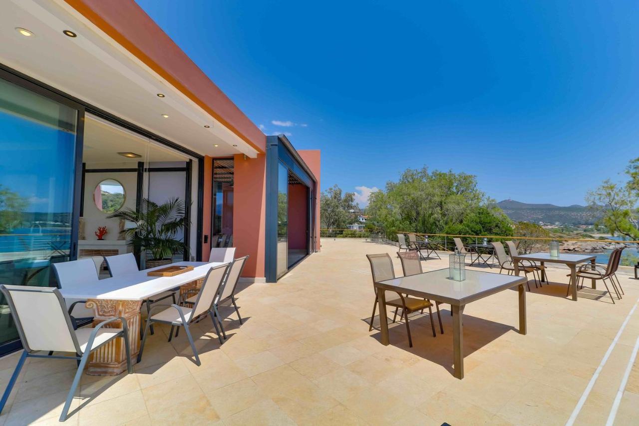 Black Diamond Beachfront Pool Villa Pasithea In Sounio, Athens Szúnio Kültér fotó